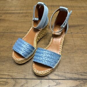 Franco Sarto Clemens Women’s Raffia Espadrille with Ankle Strap NEW 6.5 US Blue